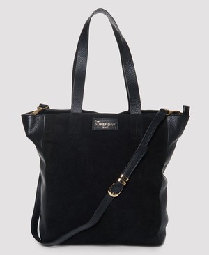 Superdry The Edit Leather Premium Tote Női Táska Fekete | UVOJA0164